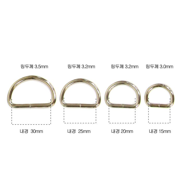 디링 D링 국산가방부자재, 1개, 니켈 20mm 상세 이미지 2