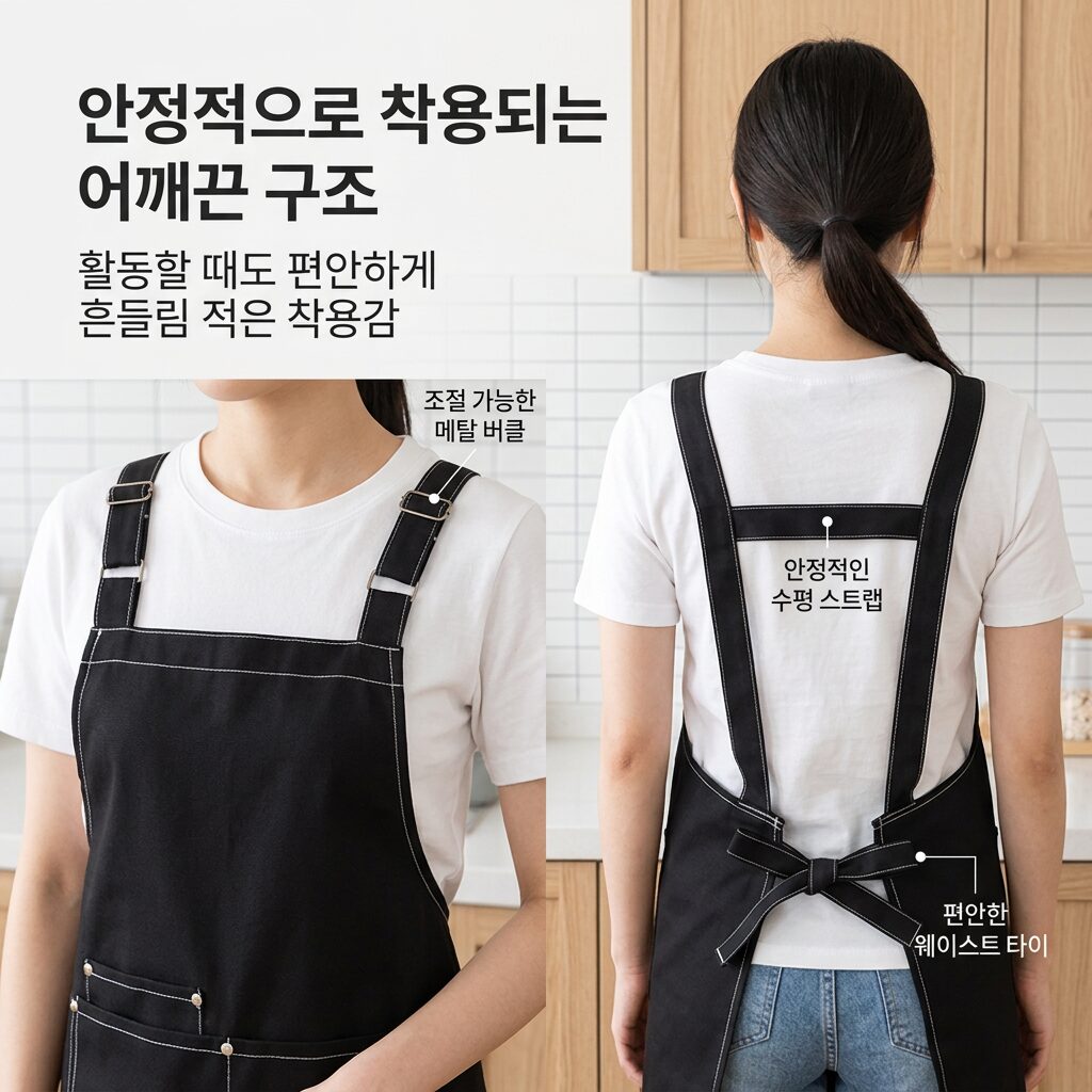 디노꾼 길이조절 3중 두꺼운 캔버스 앞치마, 1개, 블랙쿠폰할인 상세 이미지 1