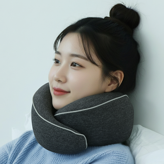 리빙미미 여행용 기내용 목베개 목쿠션 휴대용 메모리폼 여행 기내 승무원, 다크그레이쿠폰할인