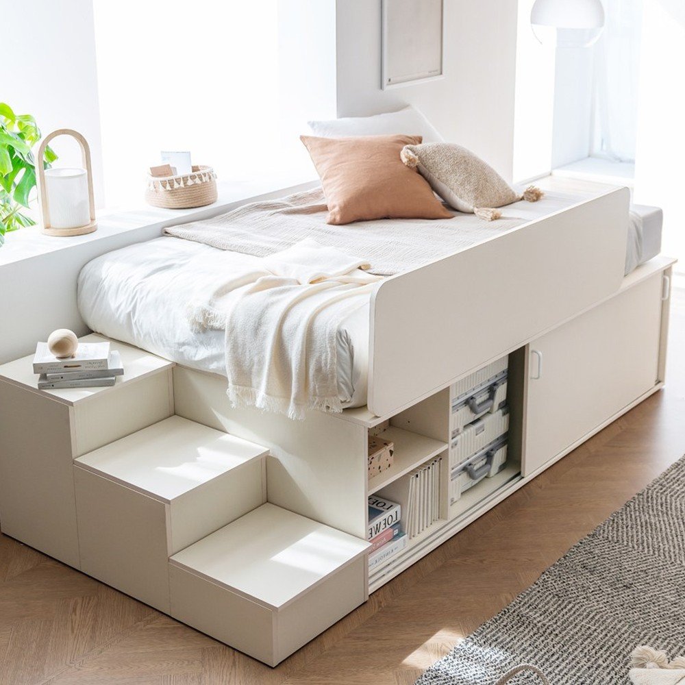 [빠른배송] 레이디가구 모노 벙커 550 슬라이딩 평상형 수납 침대 SS / Q 슈퍼싱글 퀸 침대프레임 방문설치, 슬라이딩형, 내추럴쿠폰할인 상세 이미지 2