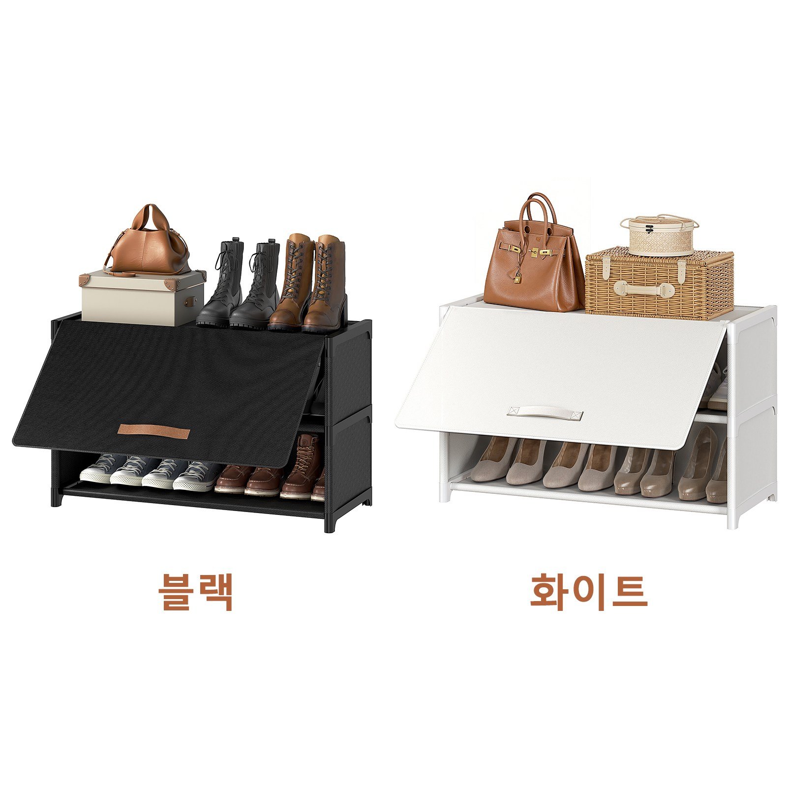 ONESOWON 현관 슬림 신발장 대용량 도어형 신발정리함 수납장700, 화이트, 3단할인 상세 이미지 2