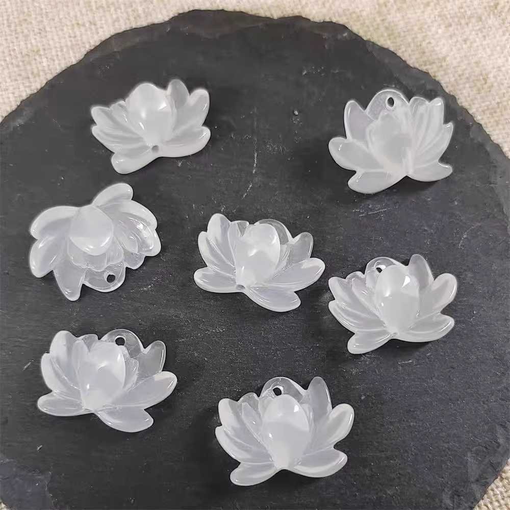 연꽃비즈 부품 10개 비즈공예 만들기 액세서리 팔찌 키링, 1개, 입체 연꽃 녹색 10개 상세 이미지 1