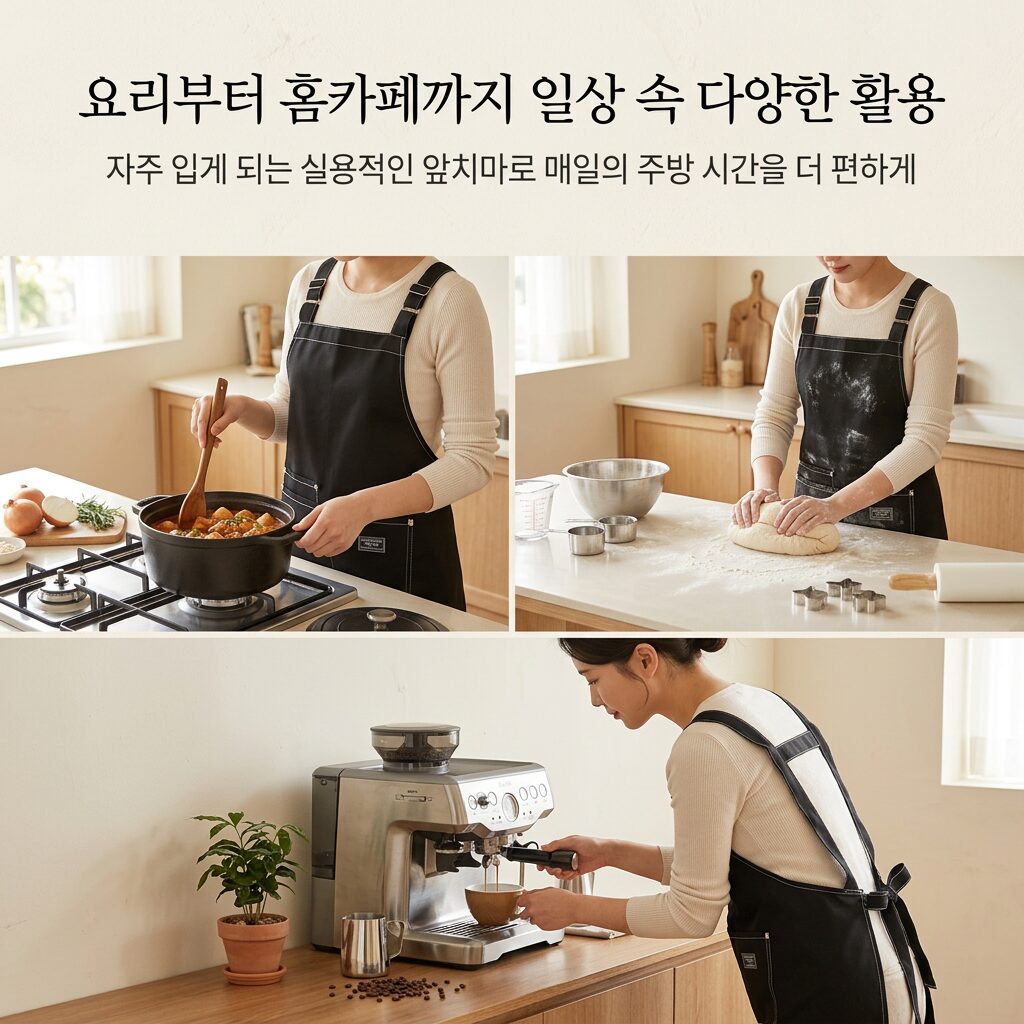 디노꾼 길이조절 3중 두꺼운 캔버스 앞치마, 1개, 블랙쿠폰할인 상세 이미지 2