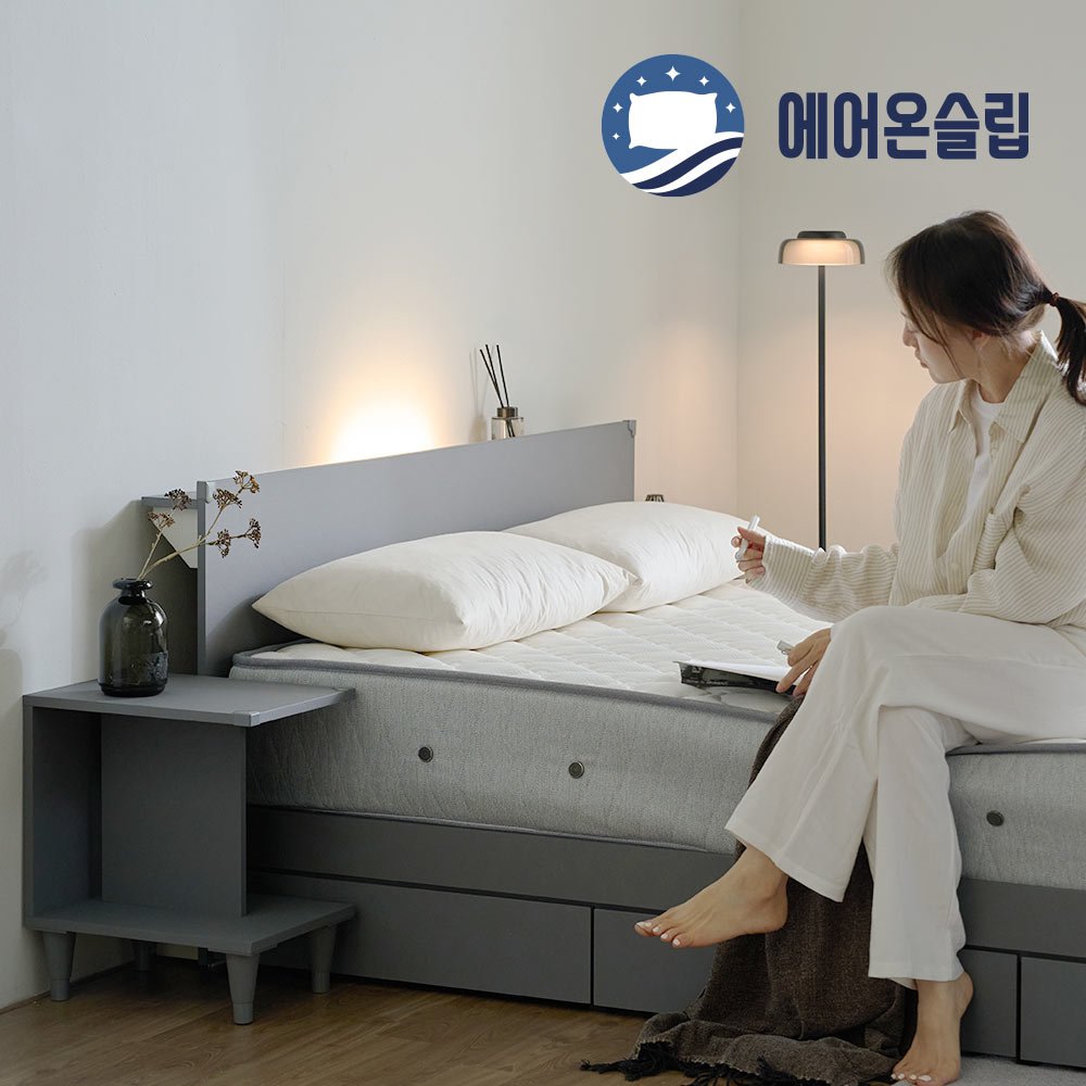 100%국내생산 친환경E0 3서랍+LED프레임+양면매트본넬 플랫침대 S SS Q, 프레임+본넬매트리스, 화이트할인 상세 이미지 2