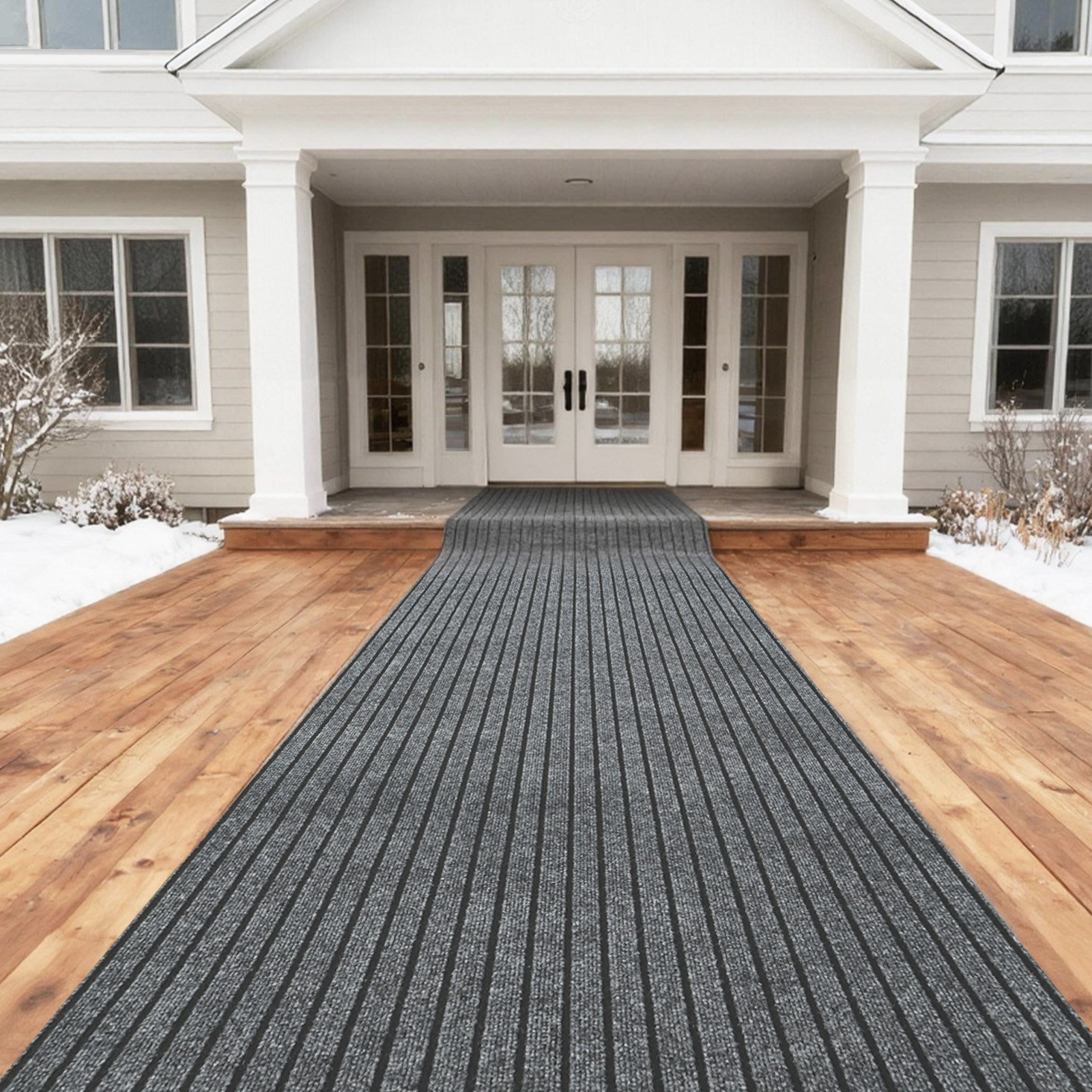 GAPINO 대형 카페트 논슬립 현관매트 업소용 출입구 미끄럼방지매트 사무실 배란다 로비 바닥매트 발판 스트라이프 잘라쓰는 발매트, 그레이, 1개 상세 이미지 1