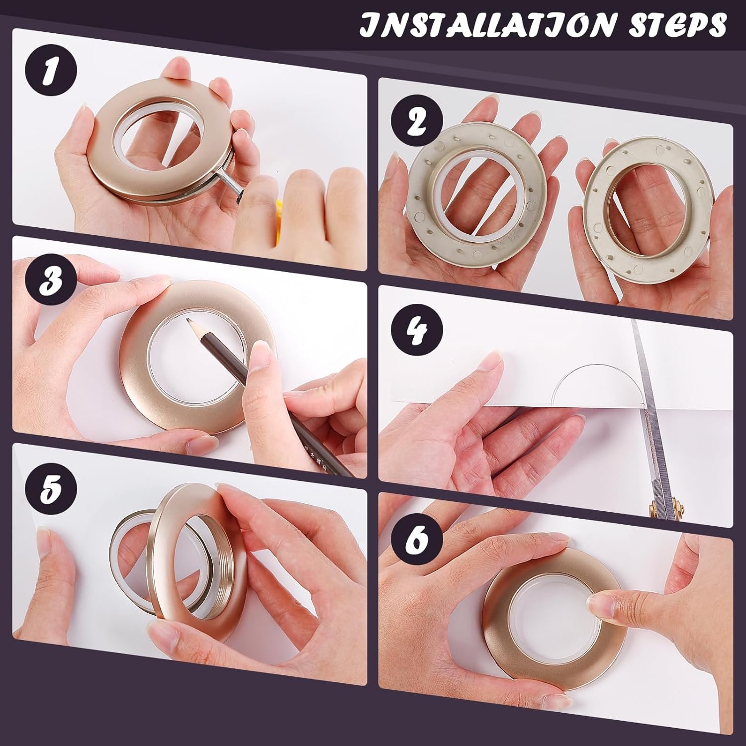 16PCS 에스프레소 로만 쉐이드 링 40mm1-916인치 - 다크 브론즈 플라스틱 그로밋 웜톤 저소음 글라이드 강화된 내부 테두리 상세 이미지 1