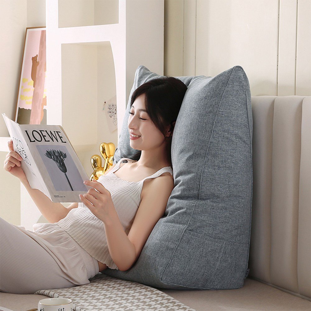 코잠 더 넓고 긴 롱 삼각쿠션 등받이 쿠션 등쿠션, 차콜그레이 상세 이미지 2