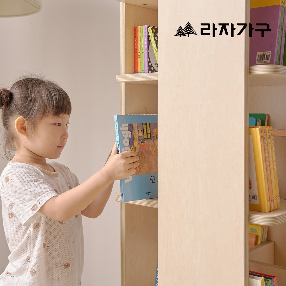 라자가구 베니 E0 키즈 4단 회전 책장 이동형 유아 책꽂이 교구장, 4단 회전 책장(기본형), 내추럴할인 상세 이미지 2