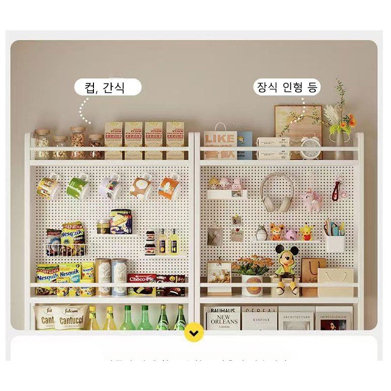 BILIMO 문뒤 공간 활용 대용량 멀티 수납 북선반 인테리어 선반, 화이트, 이중 타공판할인 상세 이미지 2